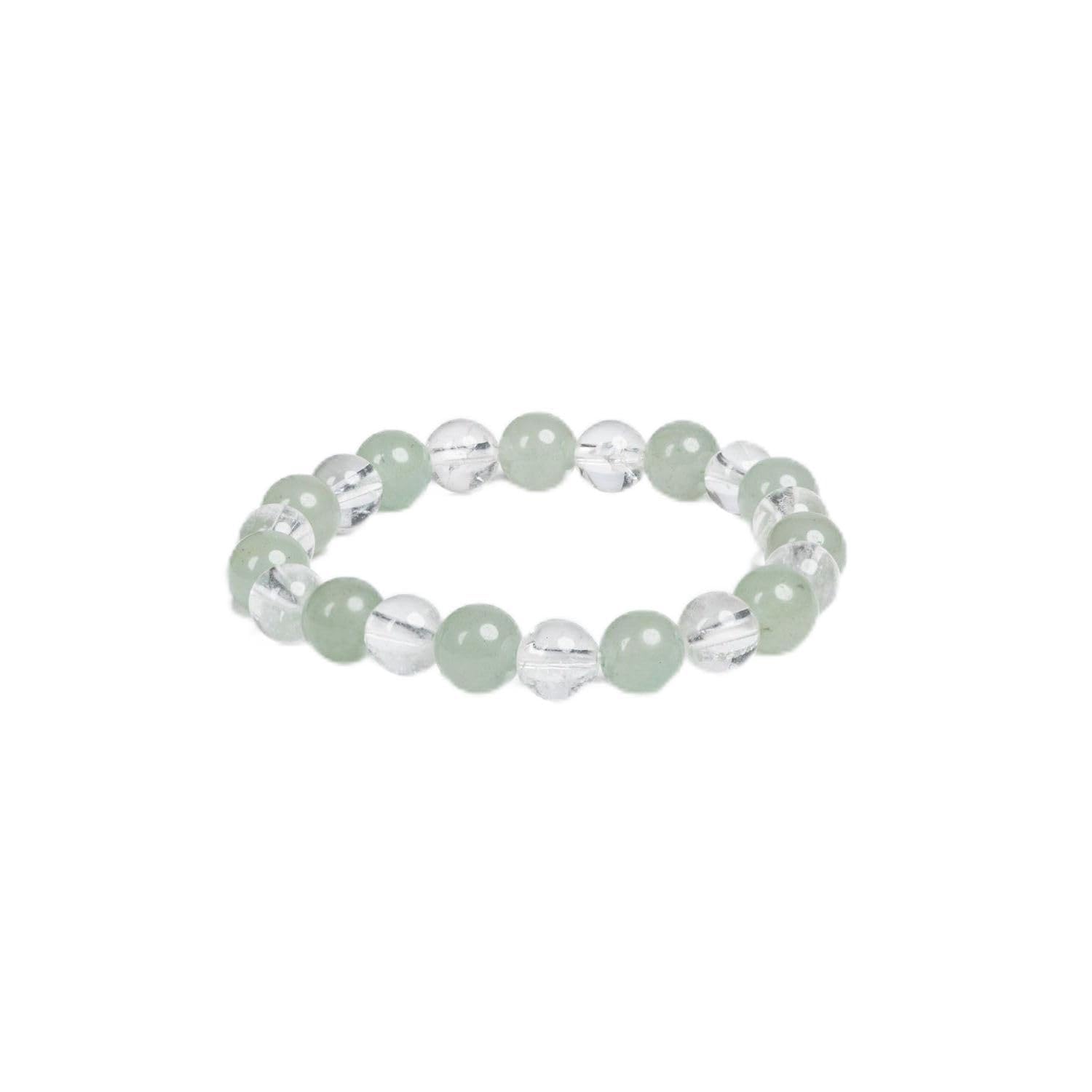 look and adorn - handmade with love LOOK AND ADORN Green Aventurine and Clear Quartz Beaded Bracelet for Unisex, 6.5 Inches-picture-23