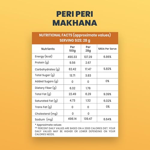 Image of Snackriti 100g (50gX2) Peri Peri Roasted Flavoured Makhana Foxnuts Combo Spicy Healthy Snack Low-Calorie