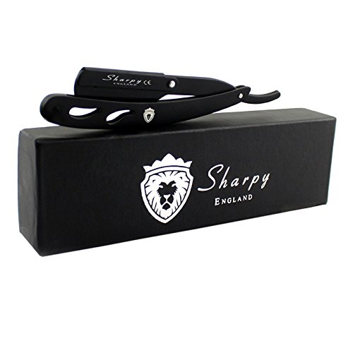Preisvergleich Produktbild Sharpy Professionelles Rasiermesser, gerade, Rasiermesser, Schwarz Herrenrasierer, Geschenkset manuell, zusammenklappbar