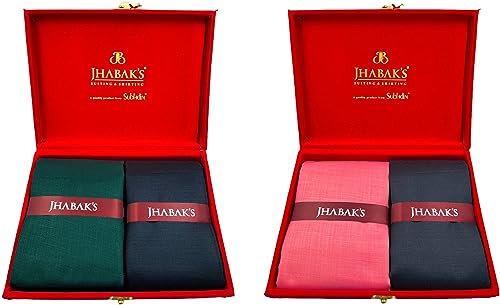 Image of JHABAK'S Unstitched Premium Cotton Blend Solid Shirt & Trouser Fabric - 2.25m Shirt Cloth - 1.30m Pant Piece (Pack of 2)