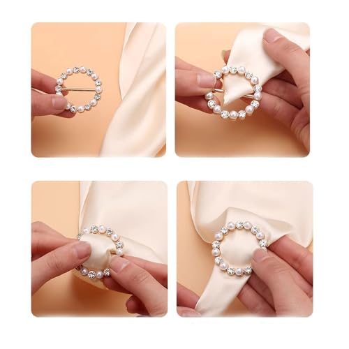 4PCS Scarf Ring Clip Shirt Clip T-shirt Ties Clips Clothes Corner Knotted Button for Women (silver)3