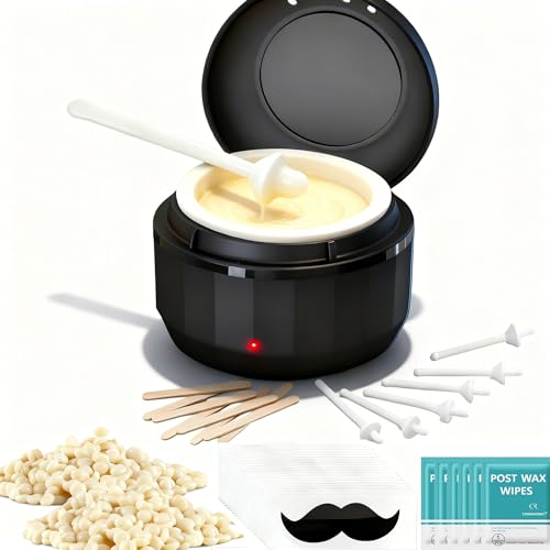 Nose Wax Kit Nose Hair Wax Kit for Men & Women Painless Nose Hair Removal with USB Fast Heat Smart Constant Temp 40 Applicators Wooden Sticks After Wax Wipes and Moustache Guards | 15-20 Uses