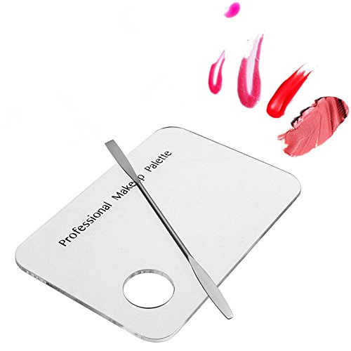 Set of 2 Acrylic Cosmetic Makeup Mixing Plate Nail Art Polish Gel Foundation Eyeshadow Eyes Mixing Palette with Spatula Rod Tool Set