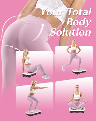 Image of Vibration Plate Exercise Machine for Lymphatic Drainage, 200 Speeds Vibrating Fitness Platform for Full Body Workout and Weight Loss, 300 Lbs Capacity with Resistance Bands for Women Men
