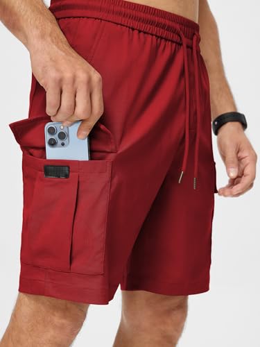 Image of JMIERR Men's Casual Stretch Cargo Shorts | Drawstring Elastic Waist, Multi Pockets, Summer Work Short, Classic