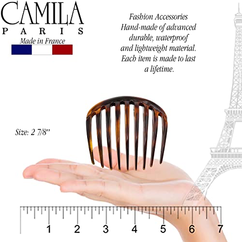 camila paris cp2431 french hair side comb small rounded tortoise shell french twist hair combs strong hold hair clips for women bun chignon no slip styling girls hair accessories made in france