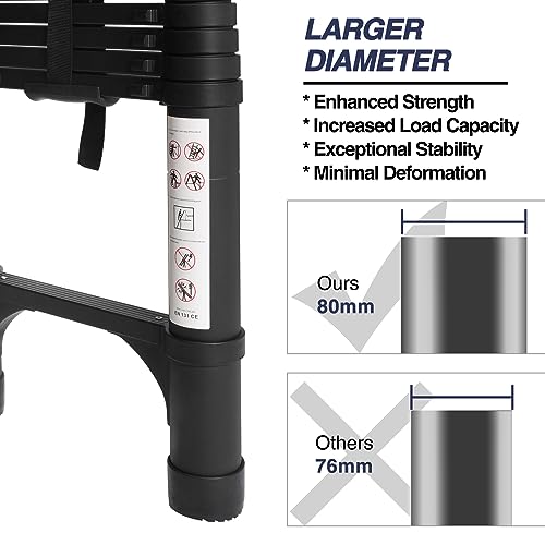 image for BOCOM 14.5 FT Aluminum Telescoping Ladder, Lightweight Multi-Purpose C