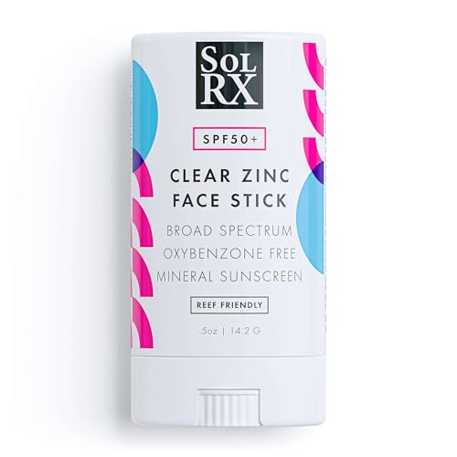 SolRX MINERAL SPF 50 Sunscreen Stick for Face - Zinc Oxide Sunsceen Stick, Clear, Non-Greasy