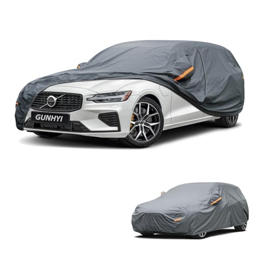 Image of GUNHYI Premium Car Cover Custom Fit Volvo V60, 16 Layers Heavy Duty Car Cover Waterproof All Weather with Zipper Door for Sun Rain Snow Dust Uv Protection