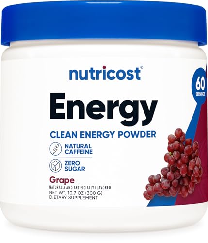 Nutricost Energy Drink Powder (Grape) (60 Servings) - Pre Workout Supplement with Natural Flavors - Non-GMO, Gluten-Free