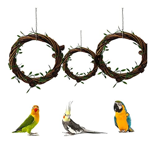 Itsgo 1 Uds. Columpio Redondo for pájaros, Juguetes for pájaros for Masticar Ramas Naturales, for cacatúa Conure cacatúa Periquito Jaula decoración Colgante (Size : L) Cover