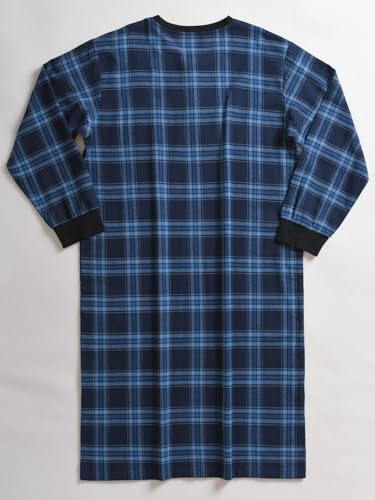 Esenchel Men's Cotton Flannel Henley Nightshirt Long Sleeve Nightgown2