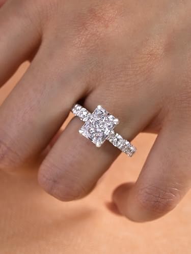 3CT Radiant/Pear Cut Engagement Ring for Women,Simulated Diamond Ring,18K White/Yellow Gold Plated 925 Sterling Silver Promise Ring3