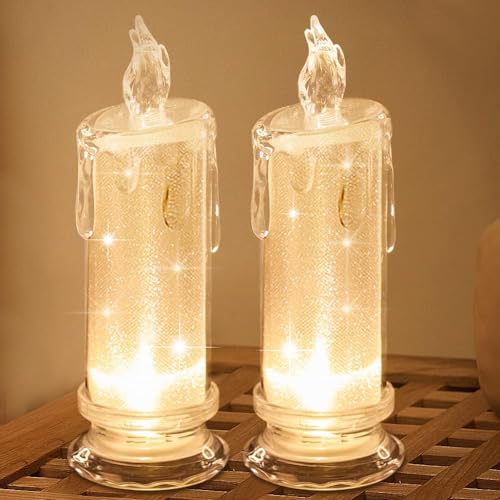 Image of HAIDOLIANG 2 PCS LED Flameless Candles,Fake Candle, Battery Operated Candles /Battery Included for Valentine Bedroom Birthday Wedding Christmas Decorations Home Decor