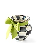 MacKenzie-Childs Courtly Check Enamel Vase Green Bow