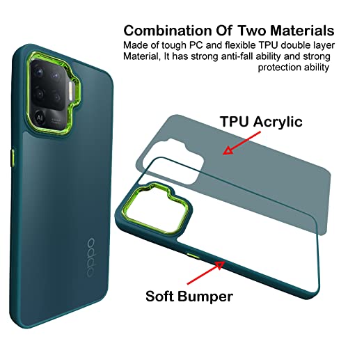 Image of A rtistque Frosted Translucent Back Cover Case for Oppo F19 Pro | Electroplated Chrome Ring | Raised Camera Edges for Protection | Smooth Sides TPU - Green