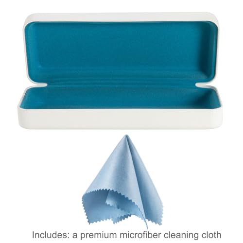 Image of TRIUMPH VISION Sunglasses Case Hard Shell Glasses Case Eyewear Eyeglasses | Sunglass Eyeglass Hard Case for Women and Men Metal PU Leather Lined Storage with Microfiber Cleaning Cloth Protection
