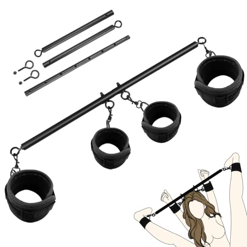 Spreader Bar Sex Toys Sex Furniture Restraints with Handcuffs Ankle Cuffs BDSM Bondage Set for Couples Adults SM Games Sex Play Adjustable and Detachable 22-36 Inch (Black)
