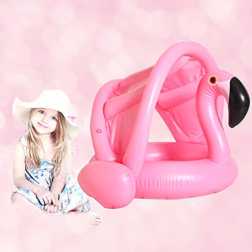 Anectria Baby Pool Float, Baby Swimming Water Pool Float With Sun Canopy, Infant Inflatable Swimming Ring With Swimming Boat Pool Seat For 6-36 Months Kids Boys Girls, Pink Flamingo (Pink) #TOP1