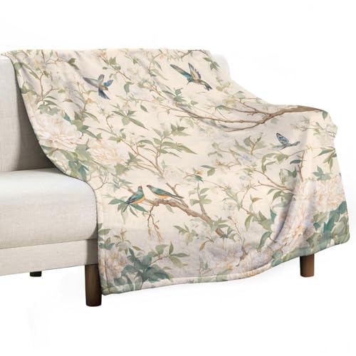 Couverture en flanelle colibri et fleurs 101x127 cm pour canapé et lit - 2