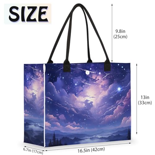 Starry Night Sea Clouds Tote Bag for Women Large Beach Bag Reusable Tote Bags for Work Travel Beach Shopping2