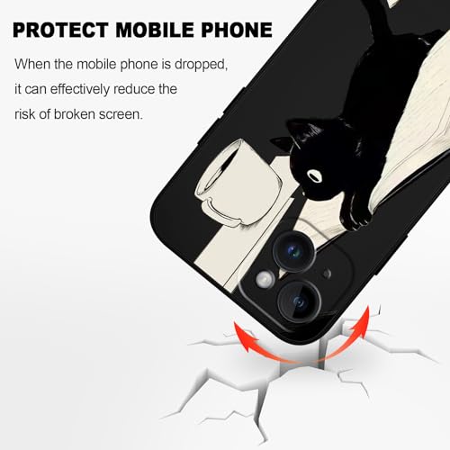 Coque iPhone 14 silicone noir LEECG à motif chat