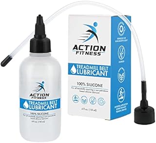 Action Fitness 100% Silicone Treadmill Belt Lubricant, 4-Ounce Bottle with Both an Application Tube and a Twist Spout Cap - Easy to Apply Lube, Controlled Flow, Full Belt Width Lubrication - Odorless