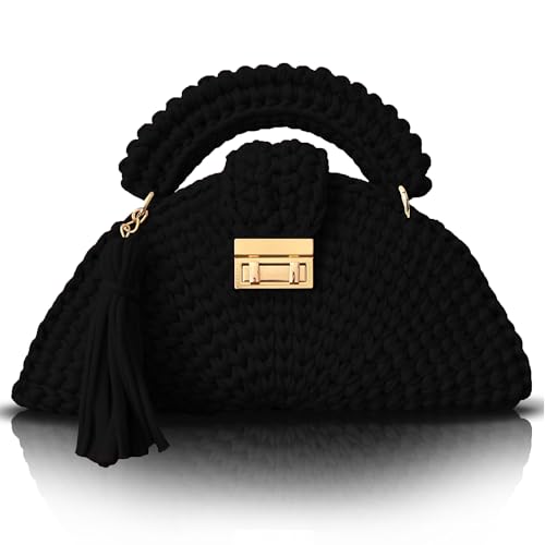 Image of Evening Clutch Bag for Women, Handmade Crochet Wedding Party Purse, Small Flap Formal Crossbody Handbag Evening Clutch
