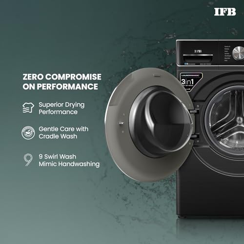 Image of IFB 11 /7 /3 kg Fully Automatic Washer Dryer Refresher with Steam Refresh, AI DOS, 100% Dry Clothes, 9 Swirl Wash Mimic Handwashing, WiFi & Eco Inverter Motor (WDR Executive Plus ZBG, Black)