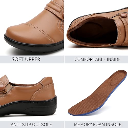 Image of QAE Loafers for Women Orthopedic Loafers for Women Comfortable Women's Flat Slip-Ons Shoes for Dress Work Business Casual