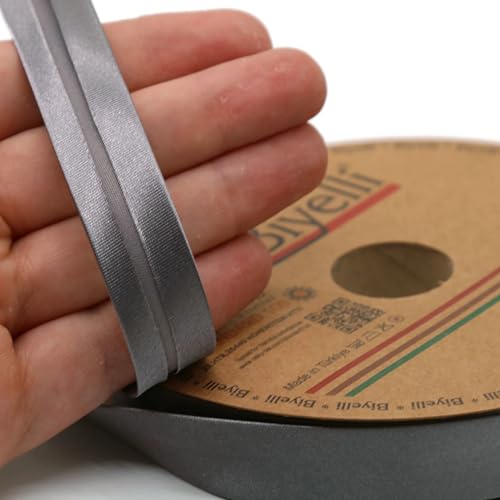 Image of Fold Satin Bias Tape - 99+ Colors - 3 /4 Inches Wide - 27 Yards - Fold Satin Binding Bias Ribbon Fabric Piping Bias Binding Tape for Sewing Clothing DIY (86.Gray) BYS86