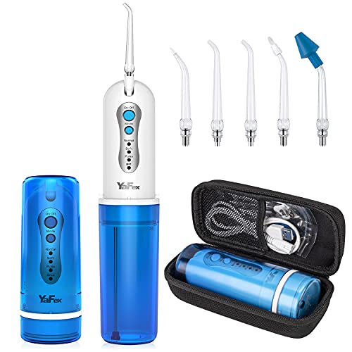 Cordless Water Flosser, YaFex Collapsible Professional Water Teeth Cleaner with Case DIY Mode 5 Jets, Rechargeable IPX7 Waterproof Portable Oral Irrigator for Braces & Bridges Care