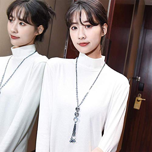 Abjfje Hand Knotted Beads Endless Long Statement Necklace Glass Beads Ball Long Beaded Tassel Necklace Fashion Jewelry For Women Girls Gift (Purple) #TOP3