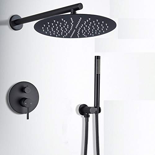CPYGMXI Shower system Matte Black Shower Faucet Concealed Brass Rainfall Shower Mixer Tap Single Handle Bathroom Rain Hot Cold W