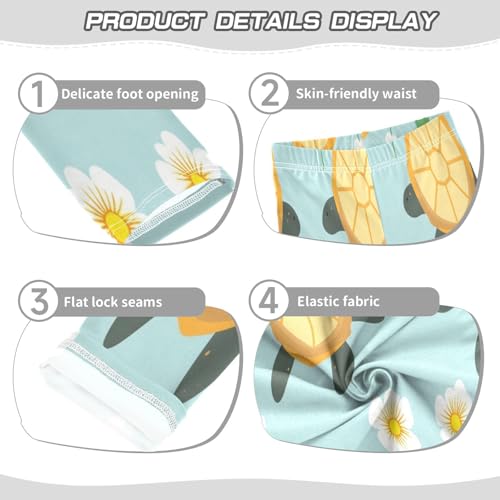 Toddler Girls Leggings Printed Yoga Pants Leggings White Flower Turtle for Kids3