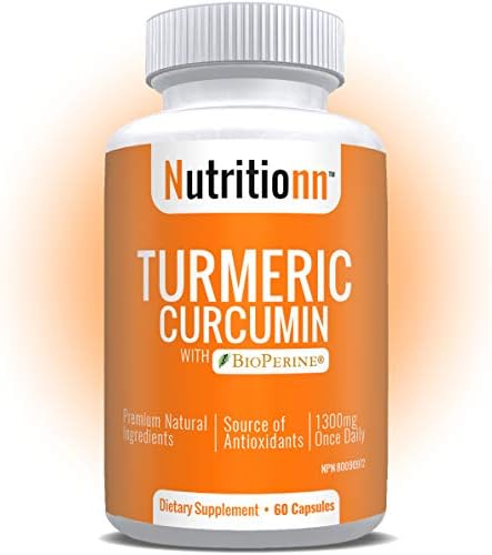 Turmeric Curcumin with Bioperine by Nutritionn - Premium Natural Healing Supplement - 60 Capsules