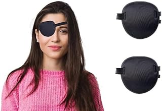 2 Pcs Eye Patches for Adults and Kids,3D Adjustable Eyepatch for Right or Left Eye,Medical Eye Patch, One Eye Cover for Amblyopia Lazy Eye,Pirate Costume(Black)