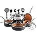 Price comparison product image VonShef Pots & Pans Set, 11 Piece Induction Safe, Non-Stick Saucepan & Frying Pan Set, Aluminium Kitchen Set with Glass Lids, Oven Proof Pans up to 240°C