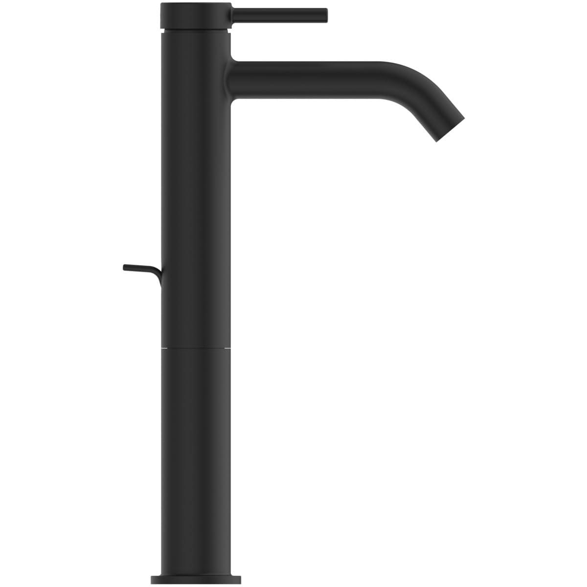 Ideal Standard - Ceraline, Miscelatore monocomando alto, Rubinetto lavabo vessel con cartuccia FirmaFlow, Con asta di comando e piletta, Sistema BlueStart, Easyfix, Nero seta