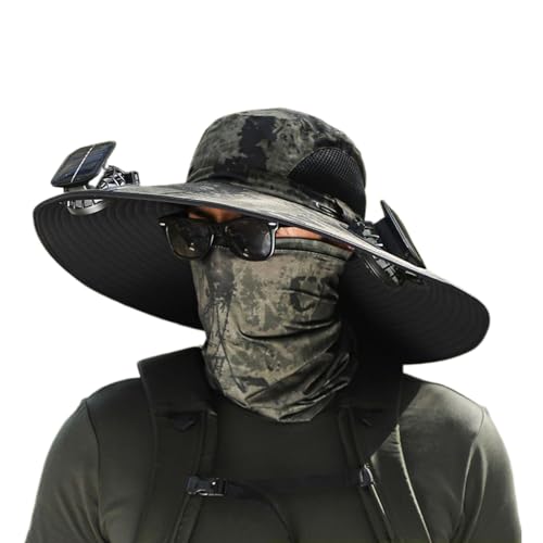 Sombrero de ventilador solar, protección UV, sombreros de pesca al aire libre con ventiladores solares, visera de enfriamiento recargable, gorra transpirable para clima cálido, camping, picnic