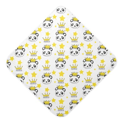 Msyxl Crowned Pandas Hooded Towel - Ultra Soft & Absorbent Muslin Cotton Bath Towel for Babies, Toddlers, Newborn - Boys & Girls Essential 35
