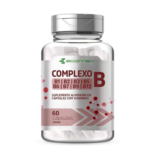 Vitaminas do Complexo B B1, B2, B3, B5, B6, B7, B9, B12, Biotina 500Mg 60 capsulas Ecomev