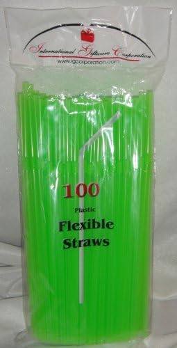 IGC 100 pajitas flexiblesflexibles, para boda, fiesta, color verde lima, 100 popotes flexibles, 100 popotes flexibles