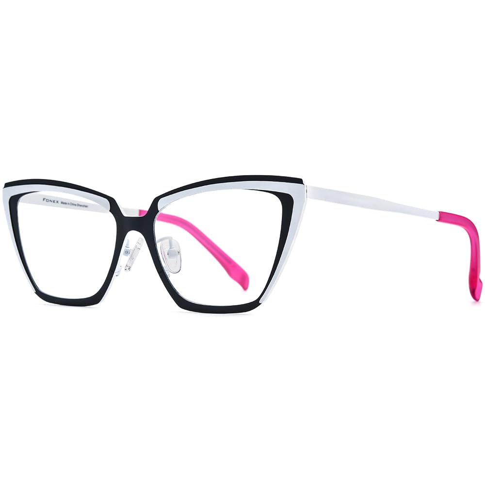 FONEX Colorful Pure Titanium Glasses Frame Women Retro Round Eyeglasses