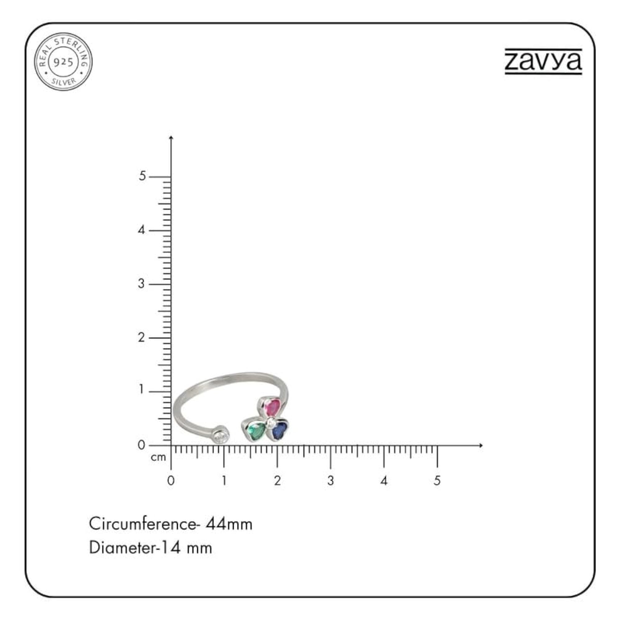 925 Sterling Silver Multicolour CZ Floral Lucky Clover Adjustable Toe Ring