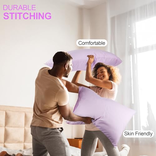 Image of DONAMA Pillowcase Fit All Types of Pillow, 1pc Moisture Wicking and Cooling Fabric Pillow Cover with Envelope Closure - Queen Size 29.53 inch x 19.69 inch (Purple)