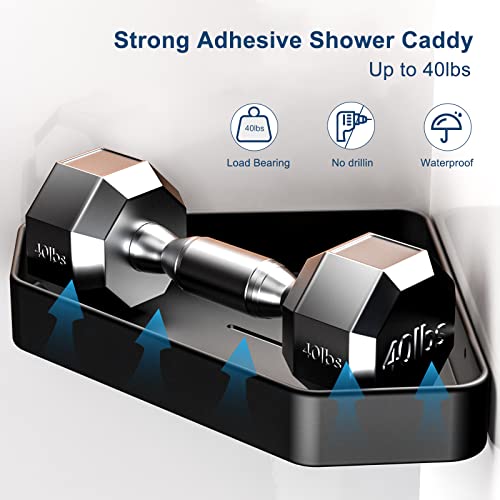 Corner Shower Caddy Organizer, 2 Pack Shower Shelves For Inside Shower, Adhesive Bathroom Wall Shower Organizer Accessories, Space Aluminum Corner Shower Shelf With 4 Hooks #TOP6