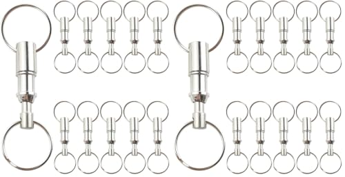 Image of RONYOUNG 11PCS Quick Release Keychain Detachable Pull Apart Key Rings Heavy Duty Dual Split Snap Lock Holder Silver Double Spring Key Accessory (Pack of 2)