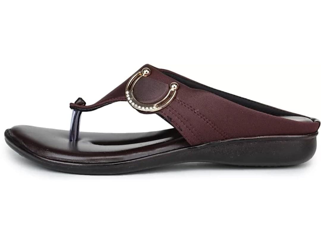 A To Z FooTWear Women's Flip-Flops & Slippers | Doctor Ortho Comfortable Chappal for Women & Girls | Light weight, Soft Footbed, Comfortable Stylish) Black/Brown