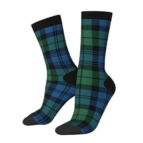 Scottish Plaid Clan Campbell Green Blue Tartan High Ankle Crew Socks Casual Mid Calf Dress Socks Long Tube Socks For Men Women